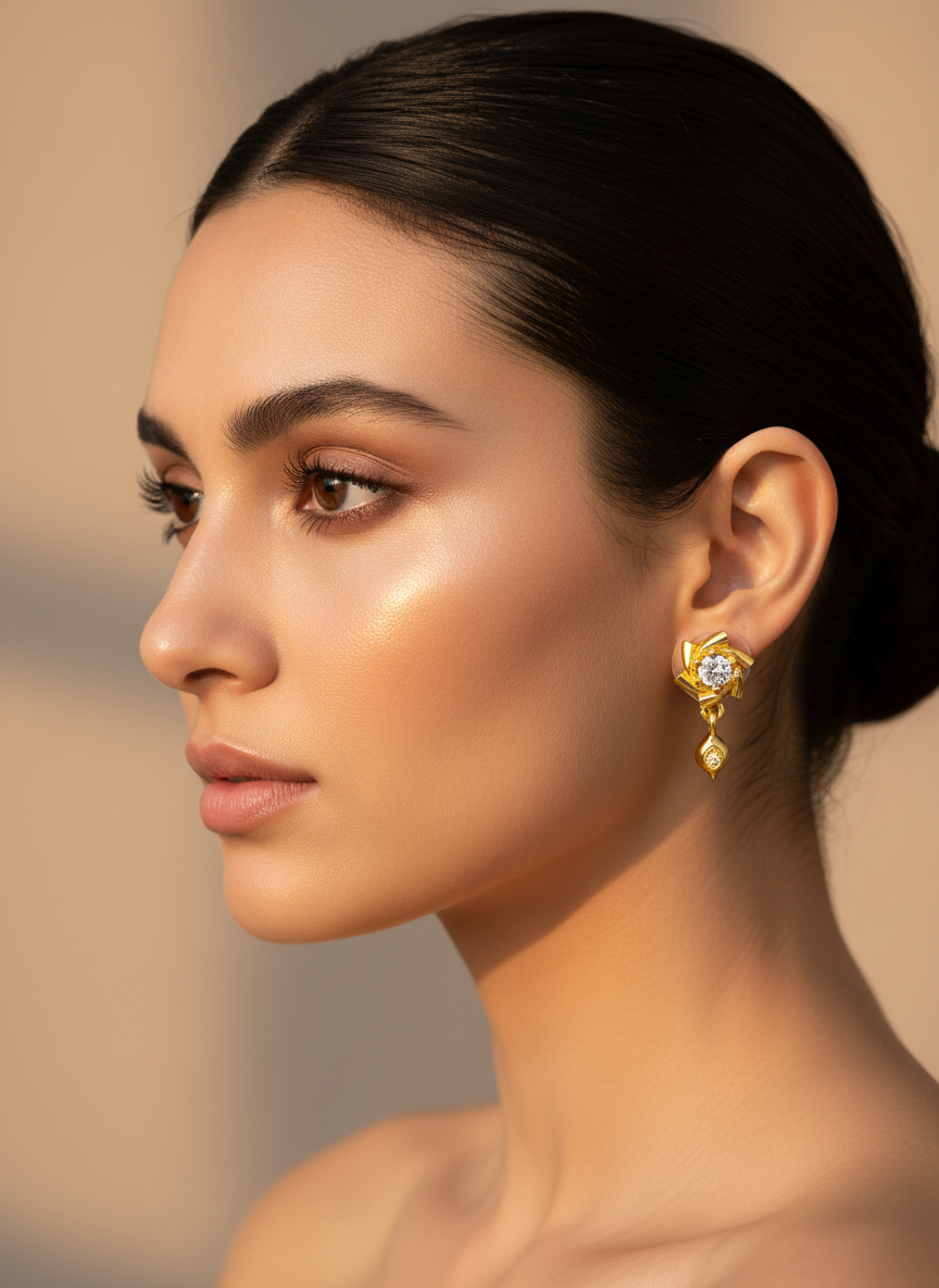 NuGold Twinkle Bloom Crystal Drop Earrings