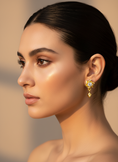 NuGold Twinkle Bloom Crystal Drop Earrings