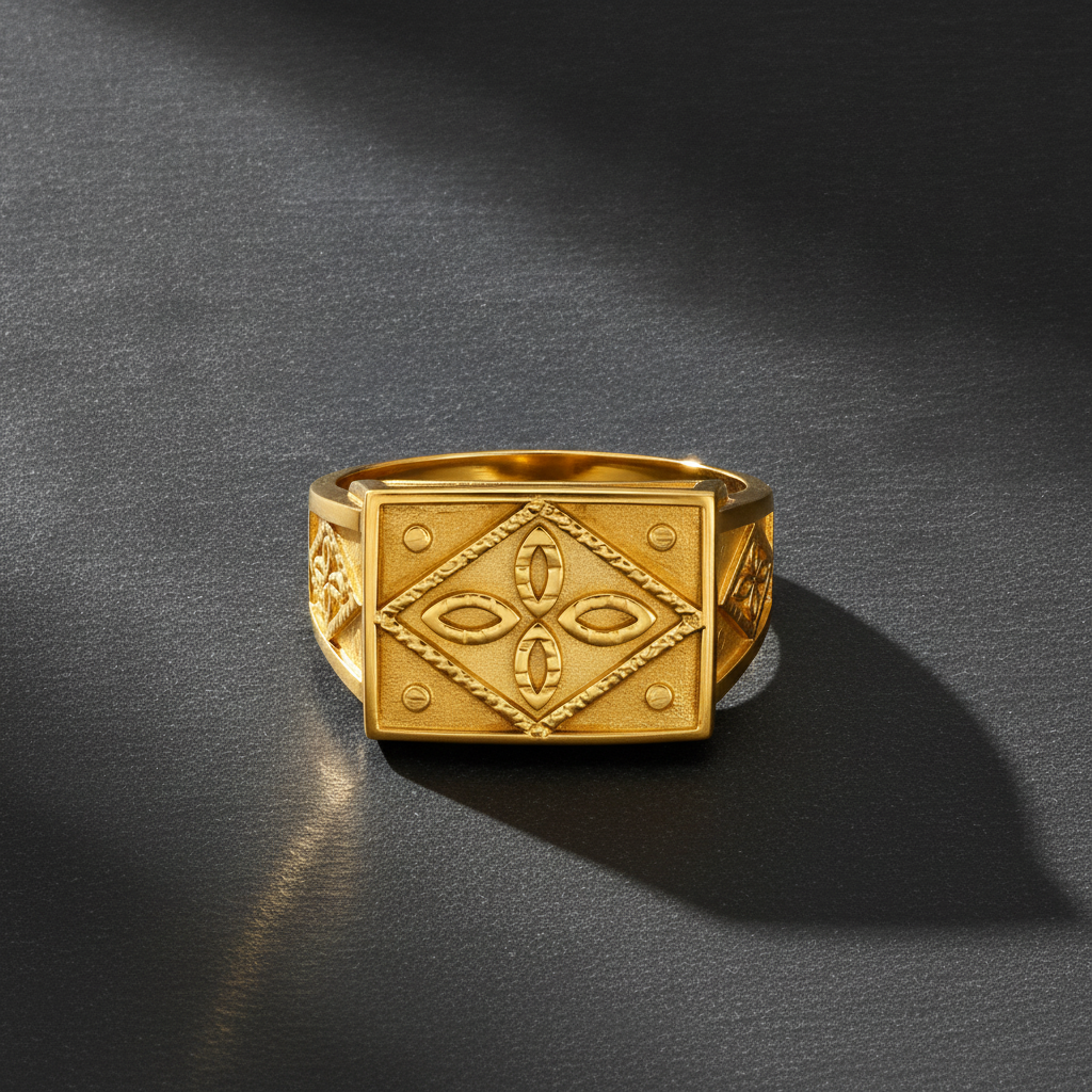 Royal Four-Petal Heritage Signet Ring for Men