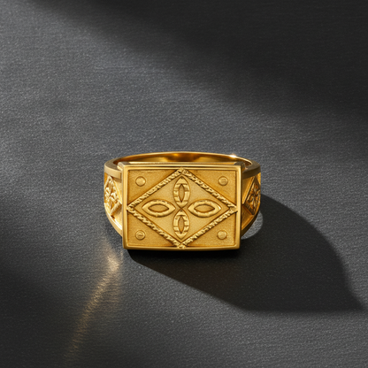 Royal Four-Petal Heritage Signet Ring for Men