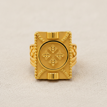 Royal Insignia Textured Statement Ring for Men