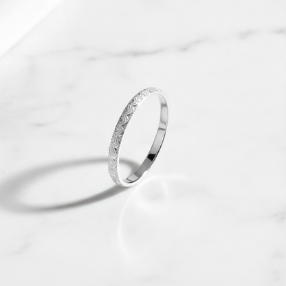Classic 925 Sterling Silver Chevron Pattern Men's Kada