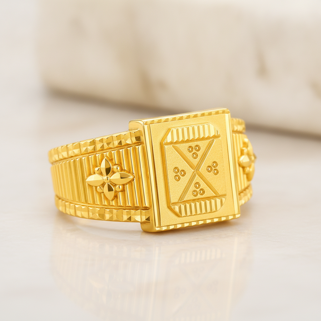 Classic Square Engraved Designer Ring for Men