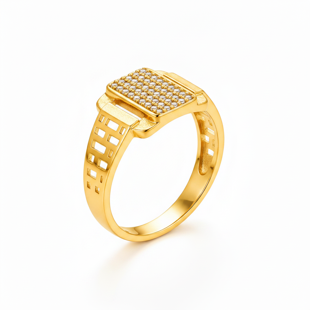 Royal Gridstone Crystal Statement Ring for Men