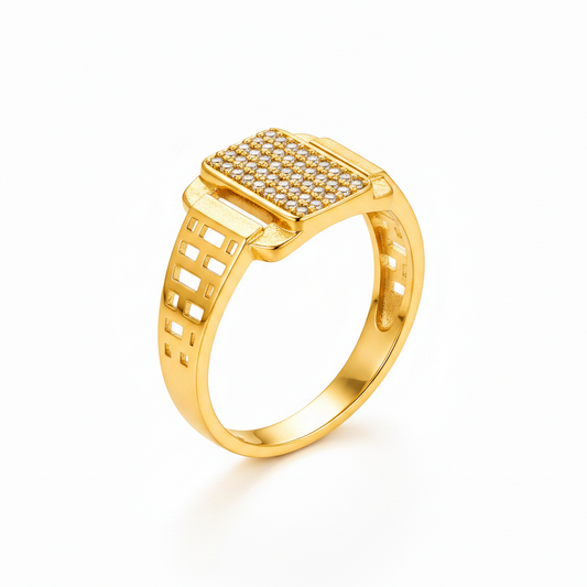 Royal Gridstone Crystal Statement Ring for Men