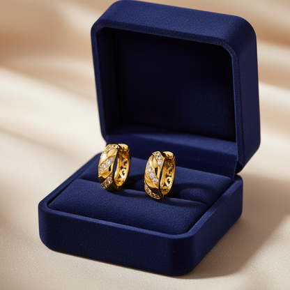 NuGold Twisted Crystal Gold-Toned Huggie Hoop Earrings for Women