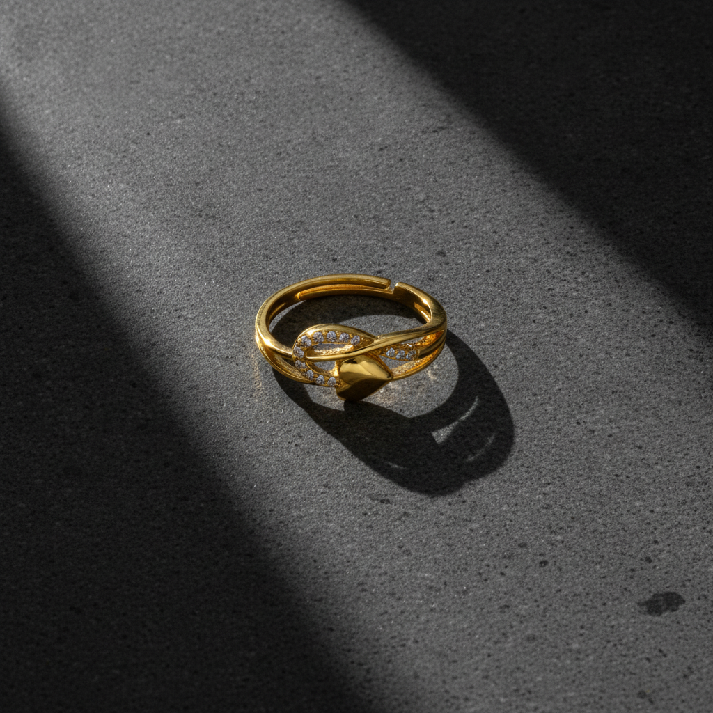 Elegant Heart & Infinity Cubic Zirconia Open Ring