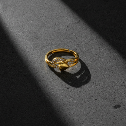 Elegant Heart & Infinity Cubic Zirconia Open Ring