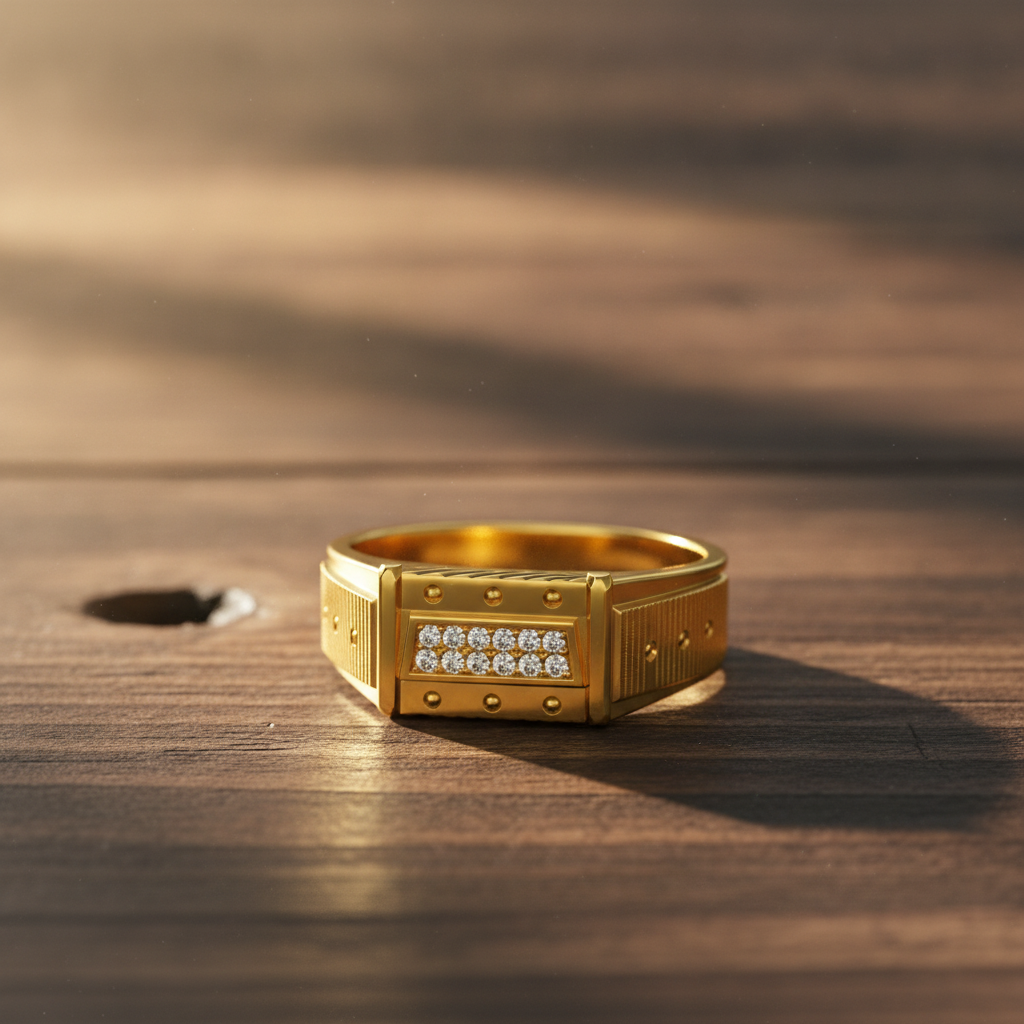 Premium Crystal CZ Rectangular Statement Ring for Men