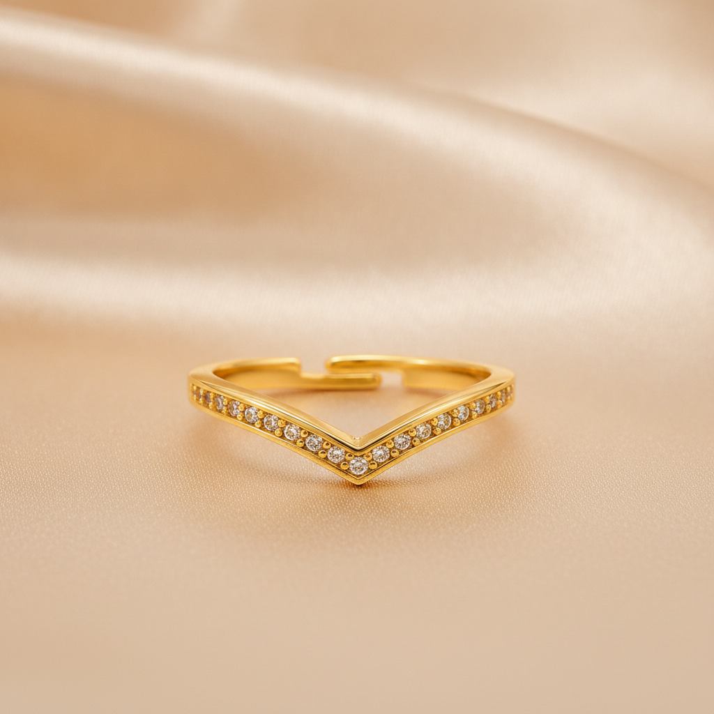 Regal Chevron Sparkle Embrace Ring for Women
