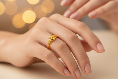 NuGold Vintage Blossom Heart Ring