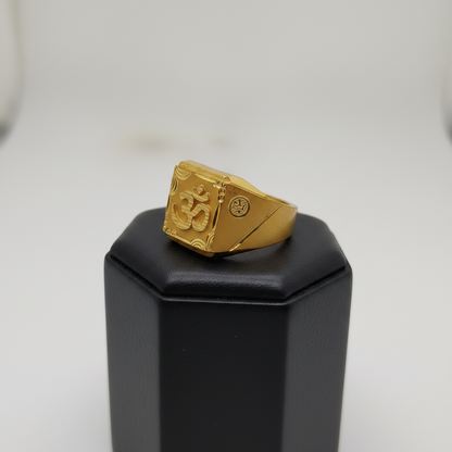NuGold Divine Om Heritage Gold Signet Ring for Men