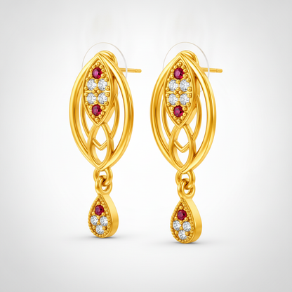 Radiant Interwoven Geometric Eye-Shape Stud Earrings