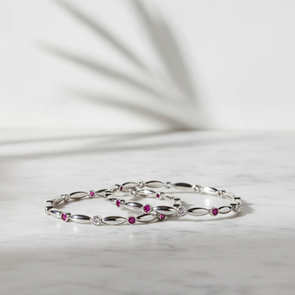 92.5 Silver Premium Bangles with Ruby & Cubic Zirconia