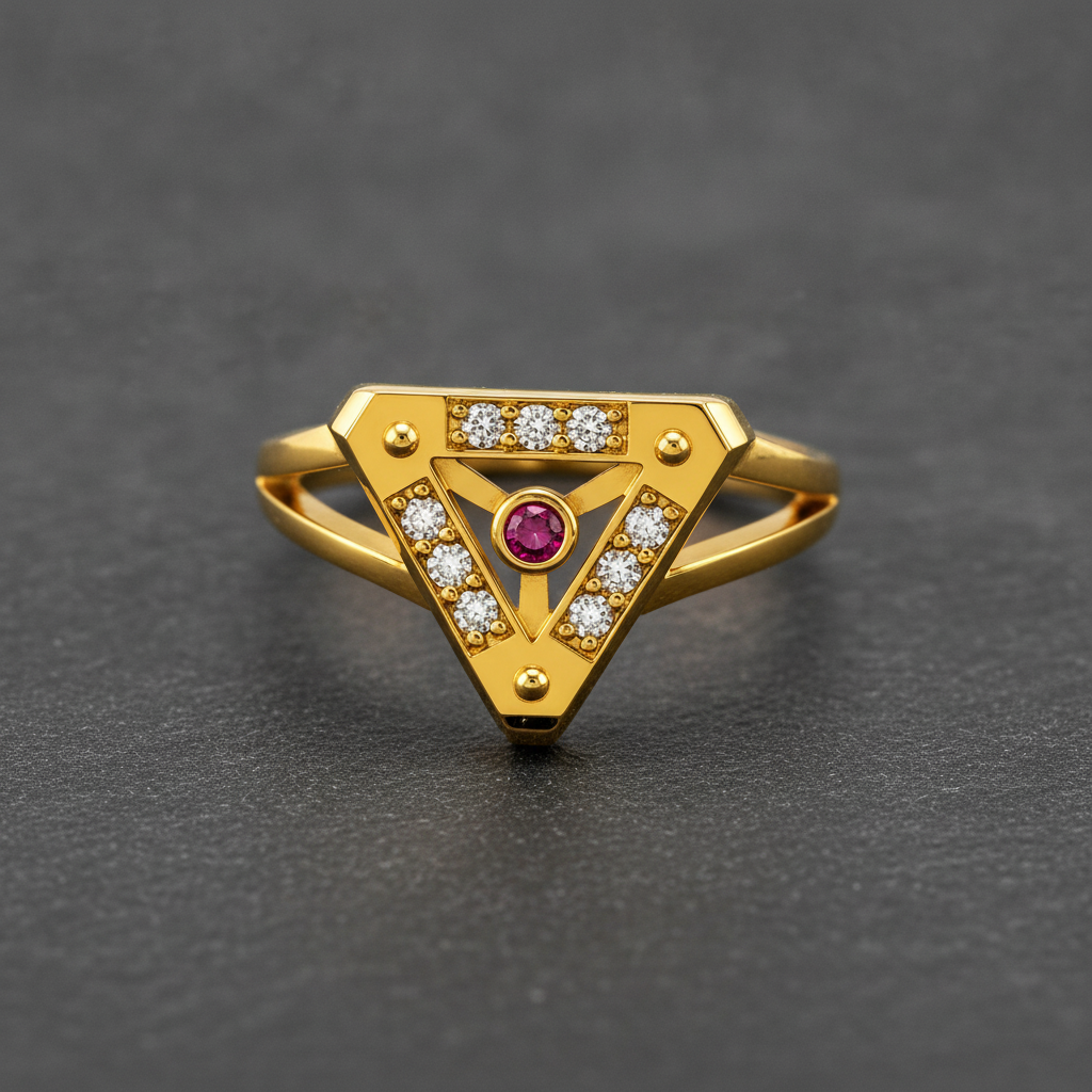 Royal Ruby Trigon Radiance Statement Ring for Women