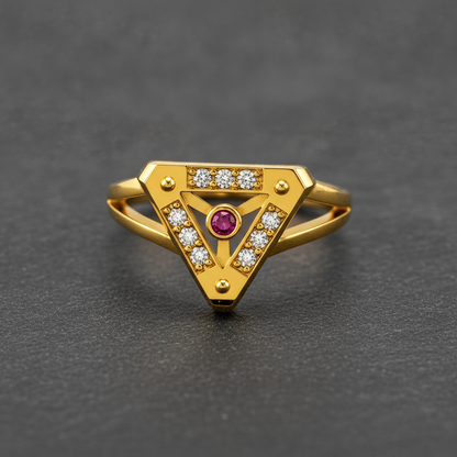 Royal Ruby Trigon Radiance Statement Ring for Women