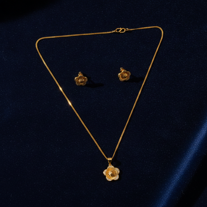 NUGOLD Floral Radiance Necklace & Earrings Set