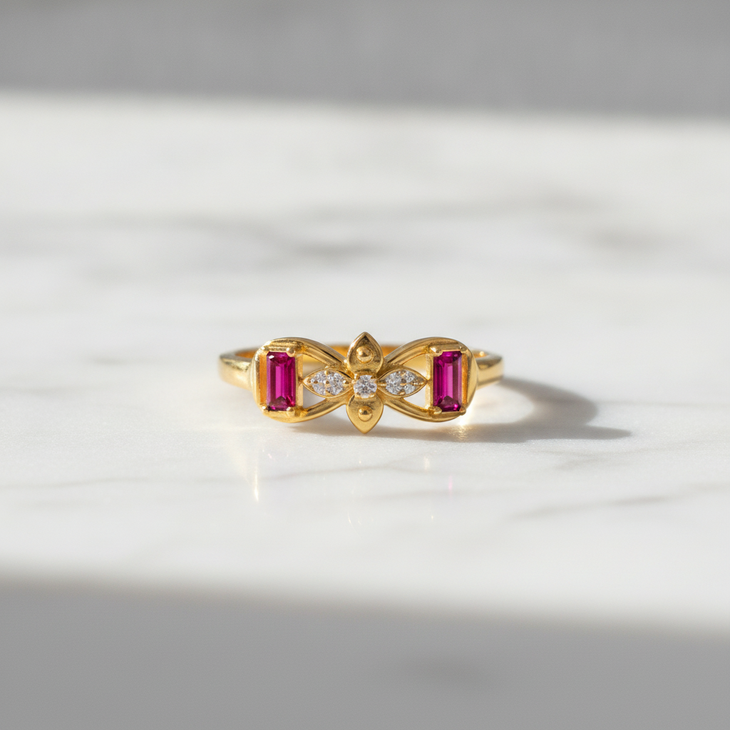 Royal Fuchsia Butterfly Embrace Statement Ring