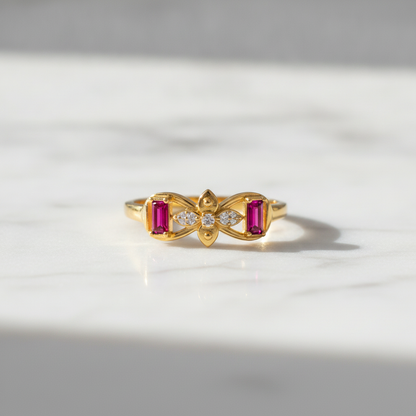 Royal Fuchsia Butterfly Embrace Statement Ring