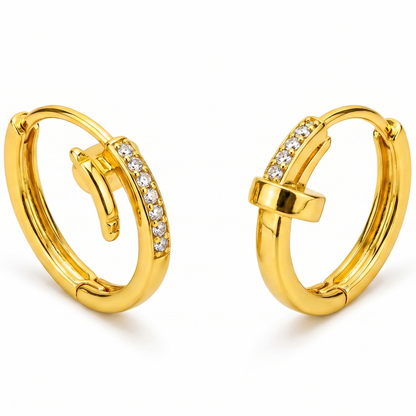 NuGold Crystal Nail-Inspired Gold-Toned Hoop Earrings for Women