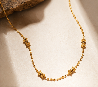 NUGOLD Bead Chain with Designer Barrel Charms for Women