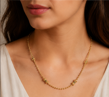 NUGOLD Bead Chain with Designer Barrel Charms for Women