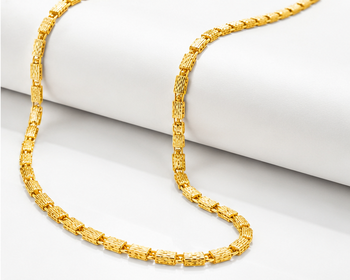 NUGOLD Premium Gold Rectangular Link Chain for Men & Women