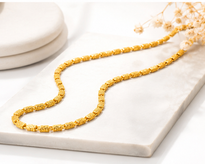 NUGOLD Premium Gold Rectangular Link Chain for Men & Women