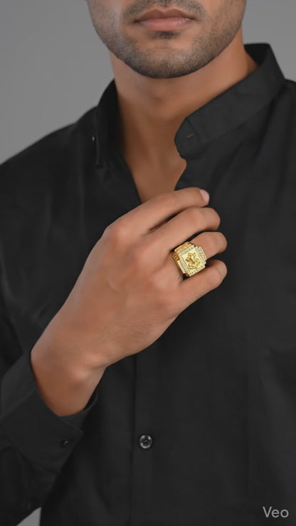 NuGold Golden Ganesha Ring For Men
