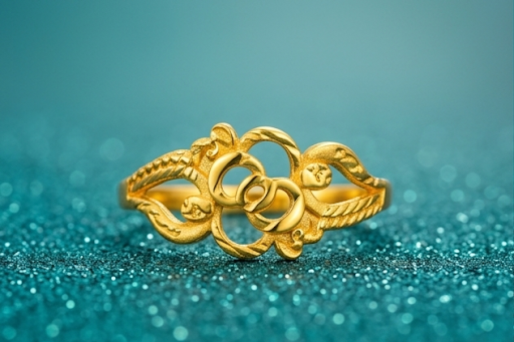 NuGold Floral Filigree Charm Ring