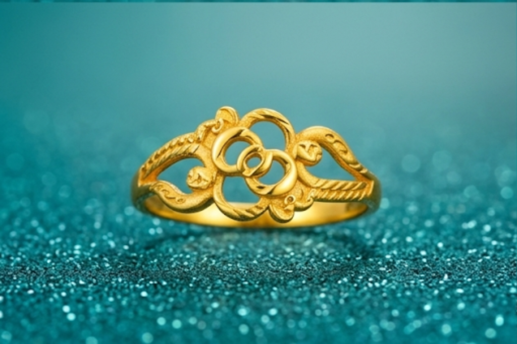 NuGold Floral Filigree Charm Ring