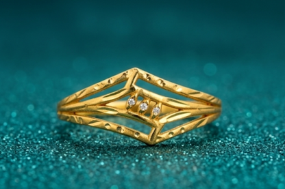 NuGold Geometric Triple Band Gold Ring
