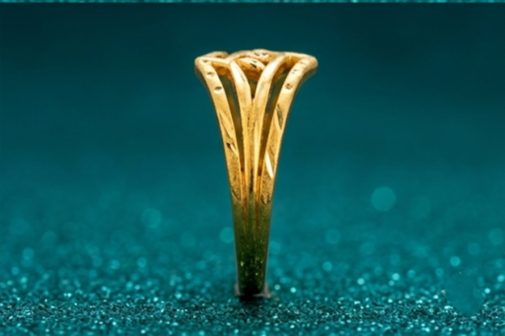 NuGold Geometric Triple Band Gold Ring