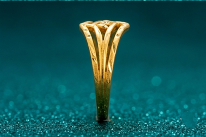 NuGold Geometric Triple Band Gold Ring