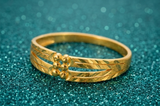 NuGold Dual Line Textured Gold Kada Bracelet