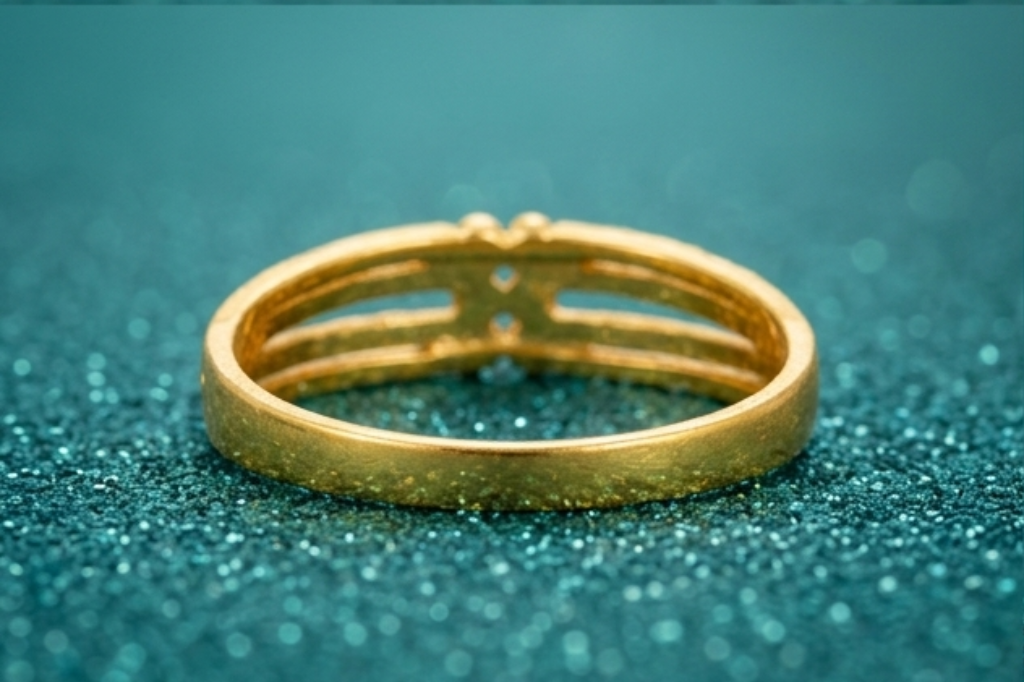 NuGold Dual Line Textured Gold Kada Bracelet