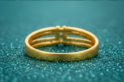 NuGold Dual Line Textured Gold Kada Bracelet