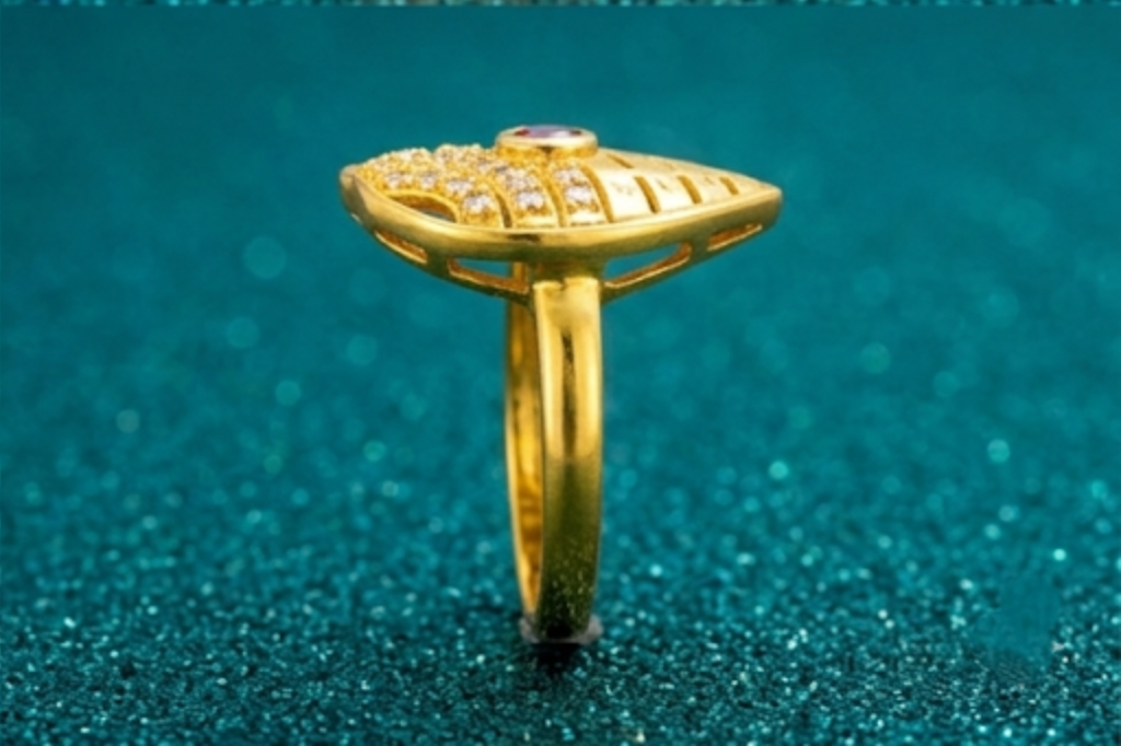 NuGold Royal Ruby Leaf Designer Ring