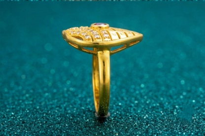 NuGold Royal Ruby Leaf Designer Ring