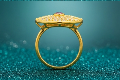 NuGold Celestial Ruby Crystal Statement Ring