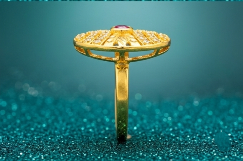 NuGold Celestial Ruby Crystal Statement Ring