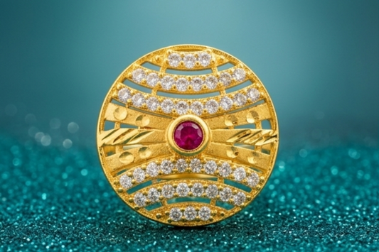 NuGold Celestial Ruby Crystal Statement Ring