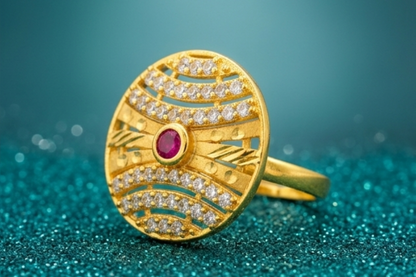 NuGold Celestial Ruby Crystal Statement Ring