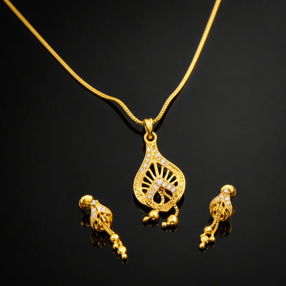 NuGold Pendant Necklace Set for Women · Jewelry on glossy black acrylic