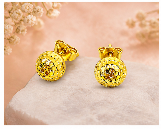 NuGold Textured Dome Gold-Toned Stud Earrings for Women