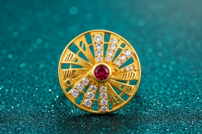 NuGold Royal Sunburst Ruby Designer Ring