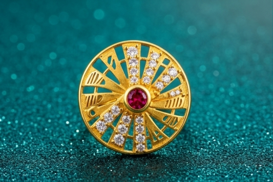NuGold Royal Sunburst Ruby Designer Ring